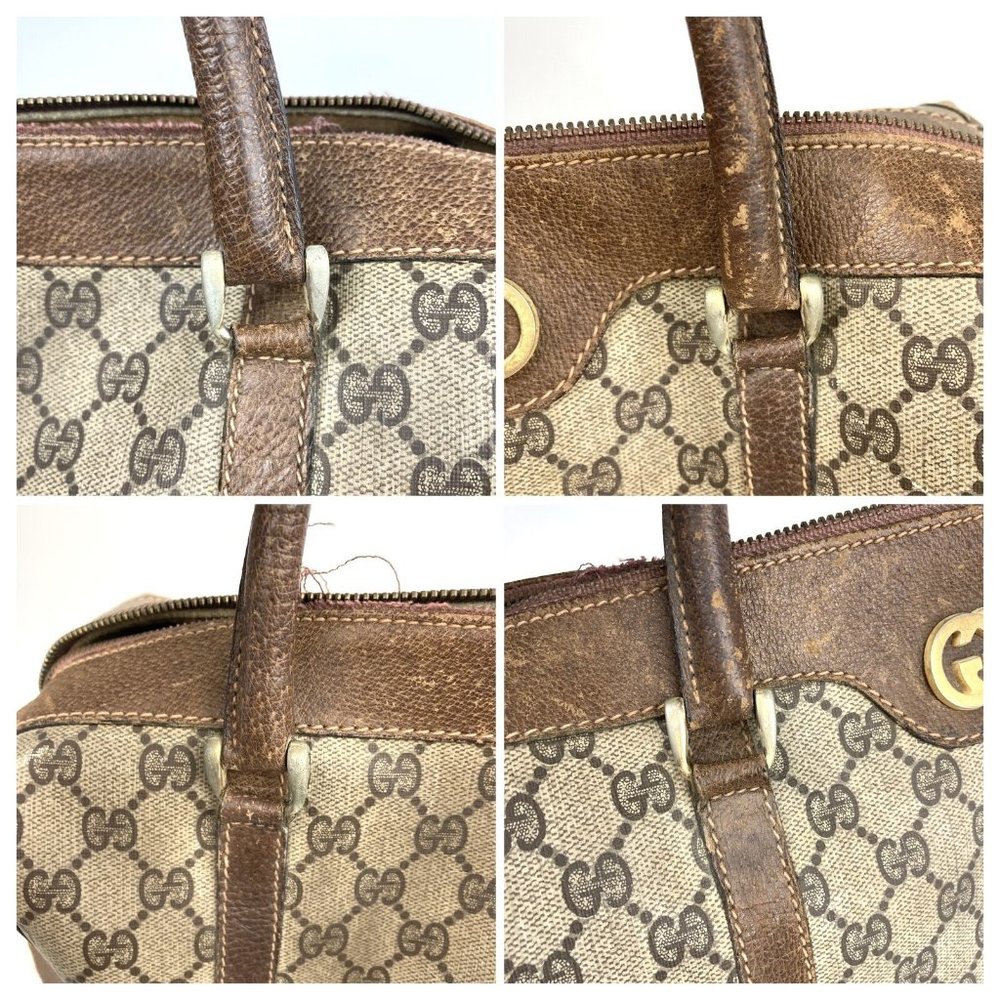 569120F V Gucci Boston Bag Mini Brown PVC - Picture 9 of 12